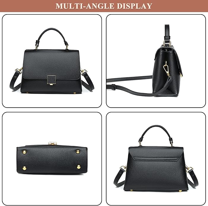 Elise – geanta dama din piele naturala, neagra