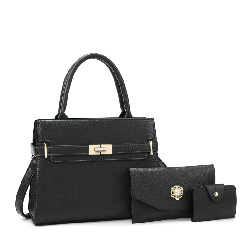 Victoria – set geanta dama neagra, 3 piese