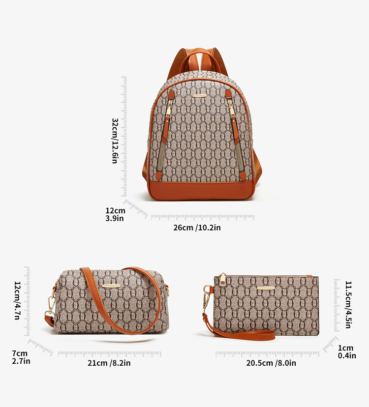 Set rucsac dama Monaco – monogram premium, 3 piese