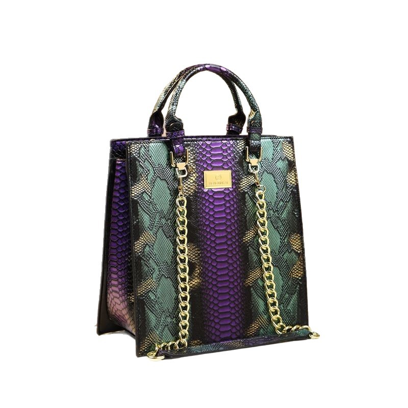 Geanta tote eleganta snake print din piele naturala