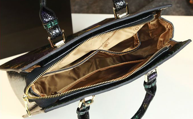 Geanta tote eleganta snake print din piele naturala