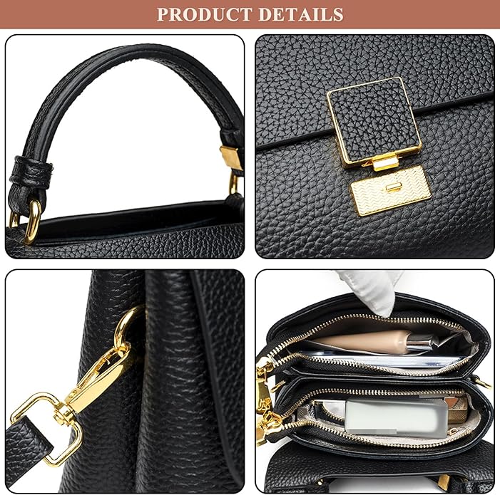 Elise – geanta dama din piele naturala, neagra