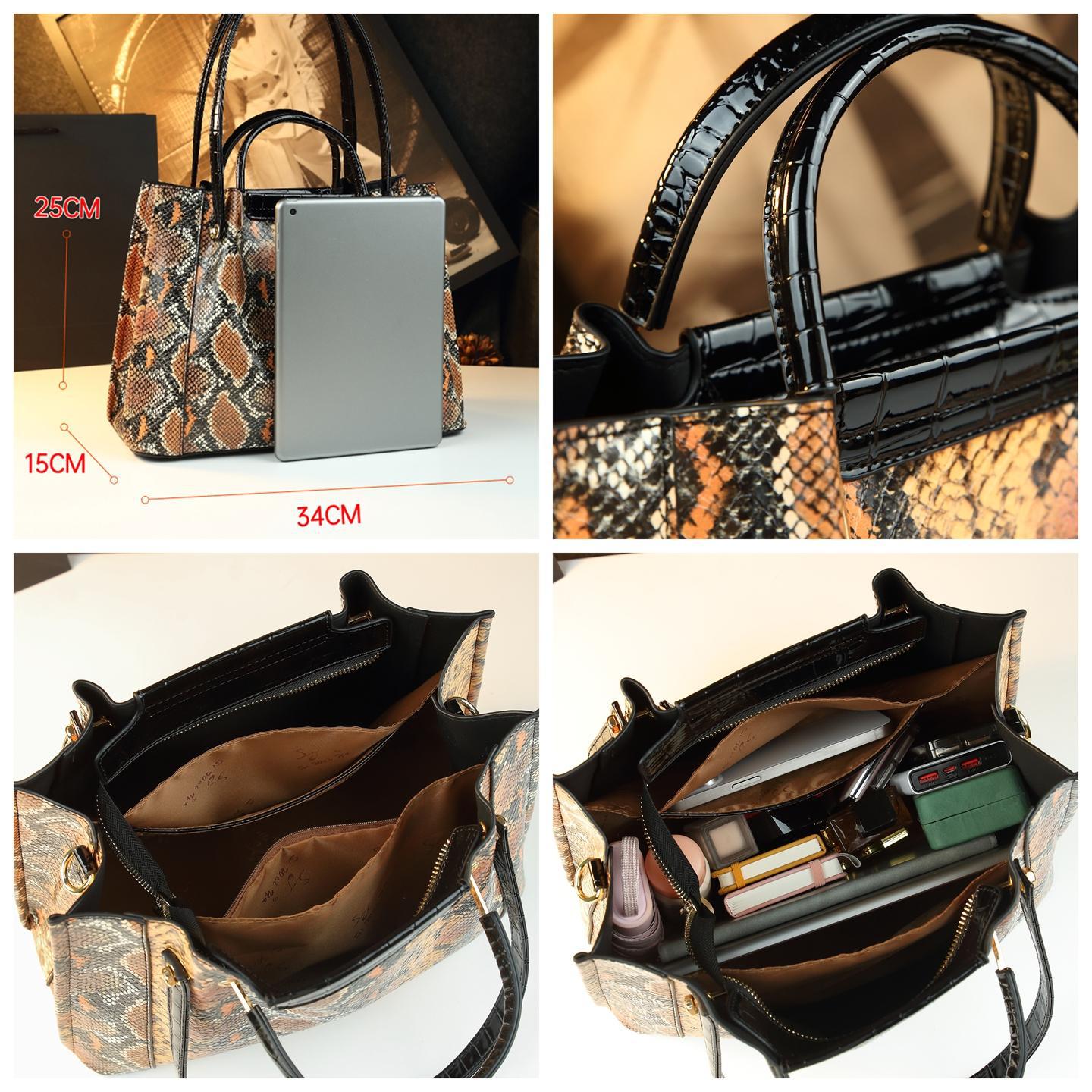 Geanta dama eleganta snake multicolor din piele naturala