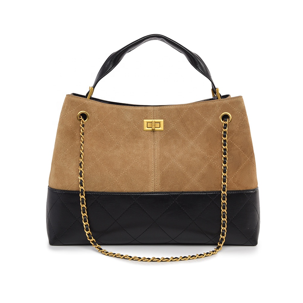 Geanta dama Selene quilted din piele naturala cu lant auriu | Evaltino