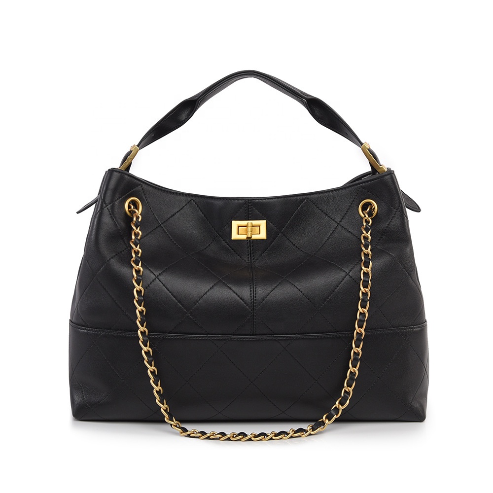 Geanta dama Selene quilted din piele naturala cu lant auriu | Evaltino