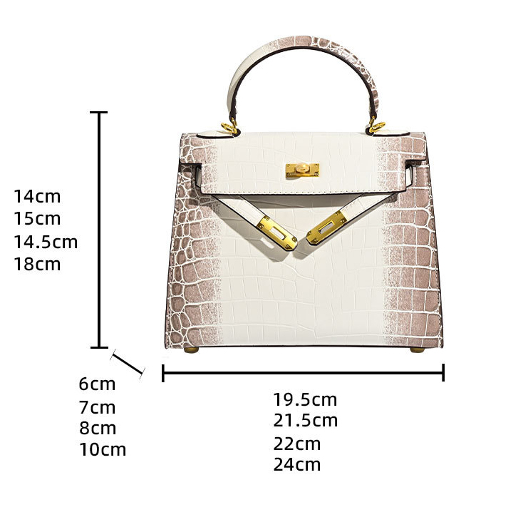 Geanta dama Celeste din piele naturala – alb & nude croco