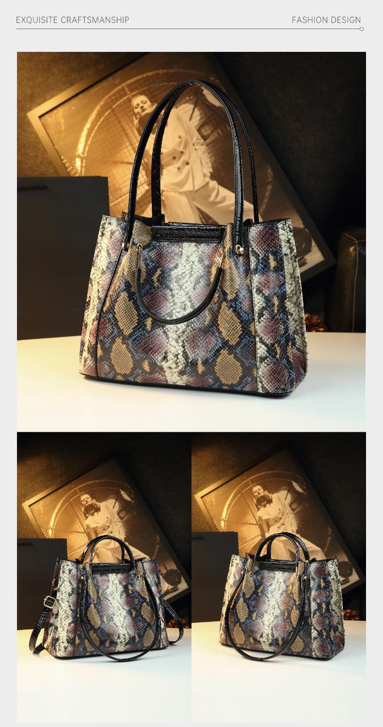 Geanta dama eleganta snake multicolor din piele naturala